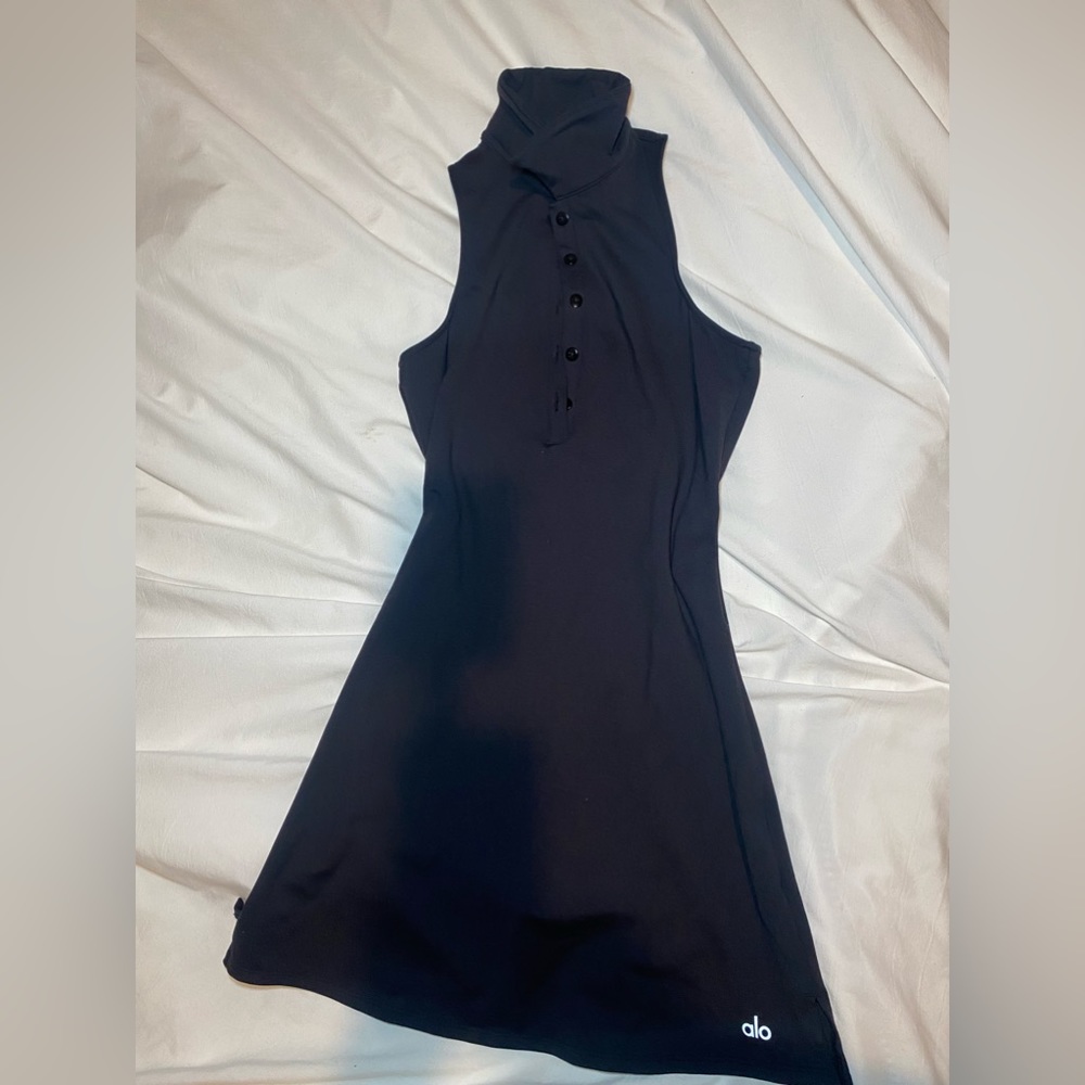 Alo collar tennis dress black